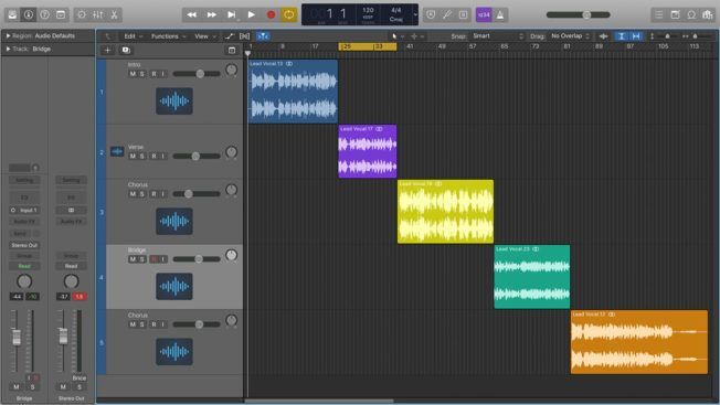 A computer screen with a bunch of tracks on it