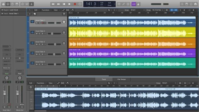 A computer screen with a bunch of tracks on it