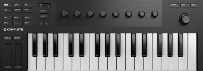 A black and white keyboard with buttons on it