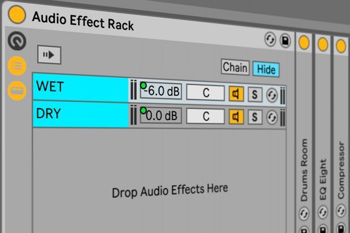 A computer screen that says audio effect rack on it