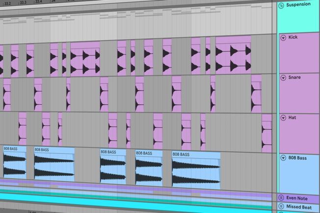 A computer screen shows a bunch of music tracks and the word suspension at the top