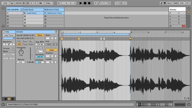 A computer screen with a few tracks on it