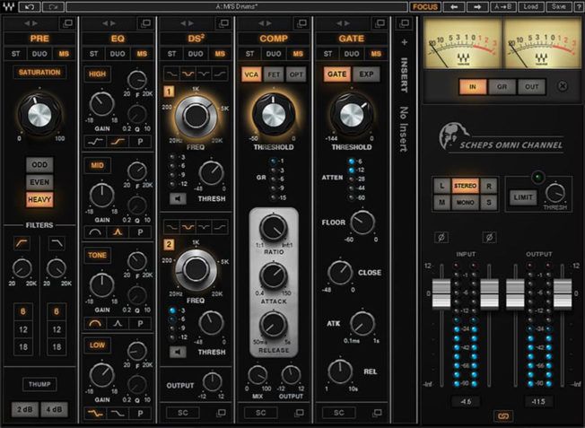 A mixer with a lot of knobs and buttons on it