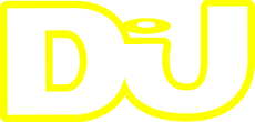 the word DJ is written in yellow on a white background .