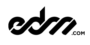 A black and white logo for edm.com