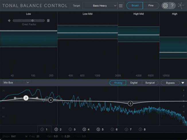 A computer screen shows a tonal balance control program