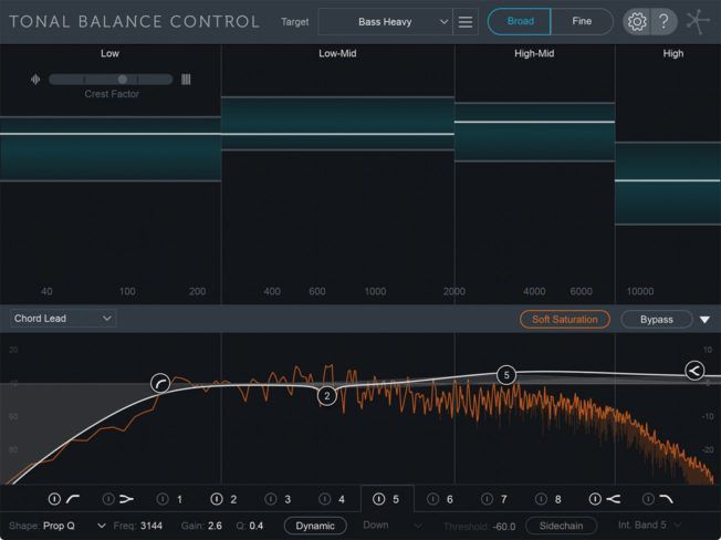 Tonal balance control is shown on a computer screen