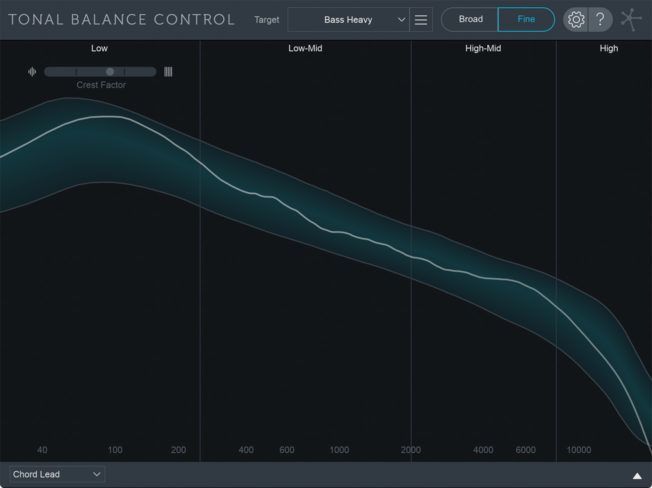 A computer screen shows a graph of tonal balance control