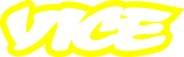 the word vice is written in yellow on a white background .