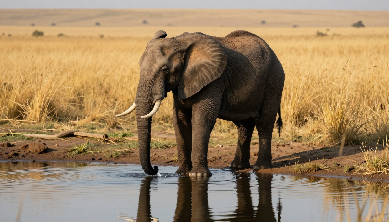 Elephant at a waterhole