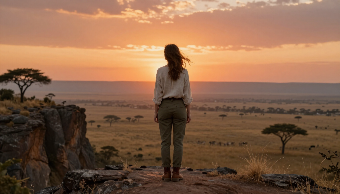 Solo woman watching sunset