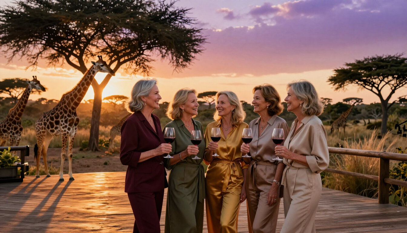 A mature woman on a safari adventure in Africa