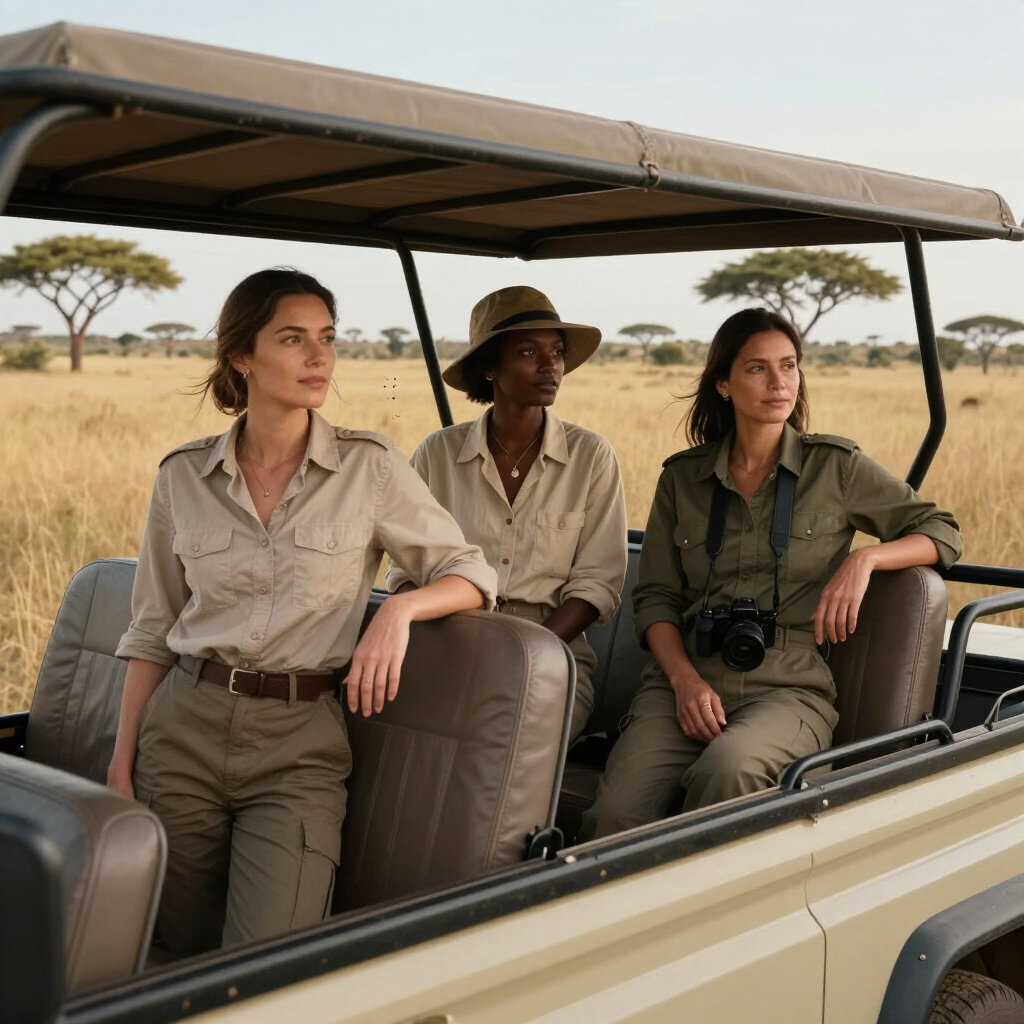 Women on safari laughing