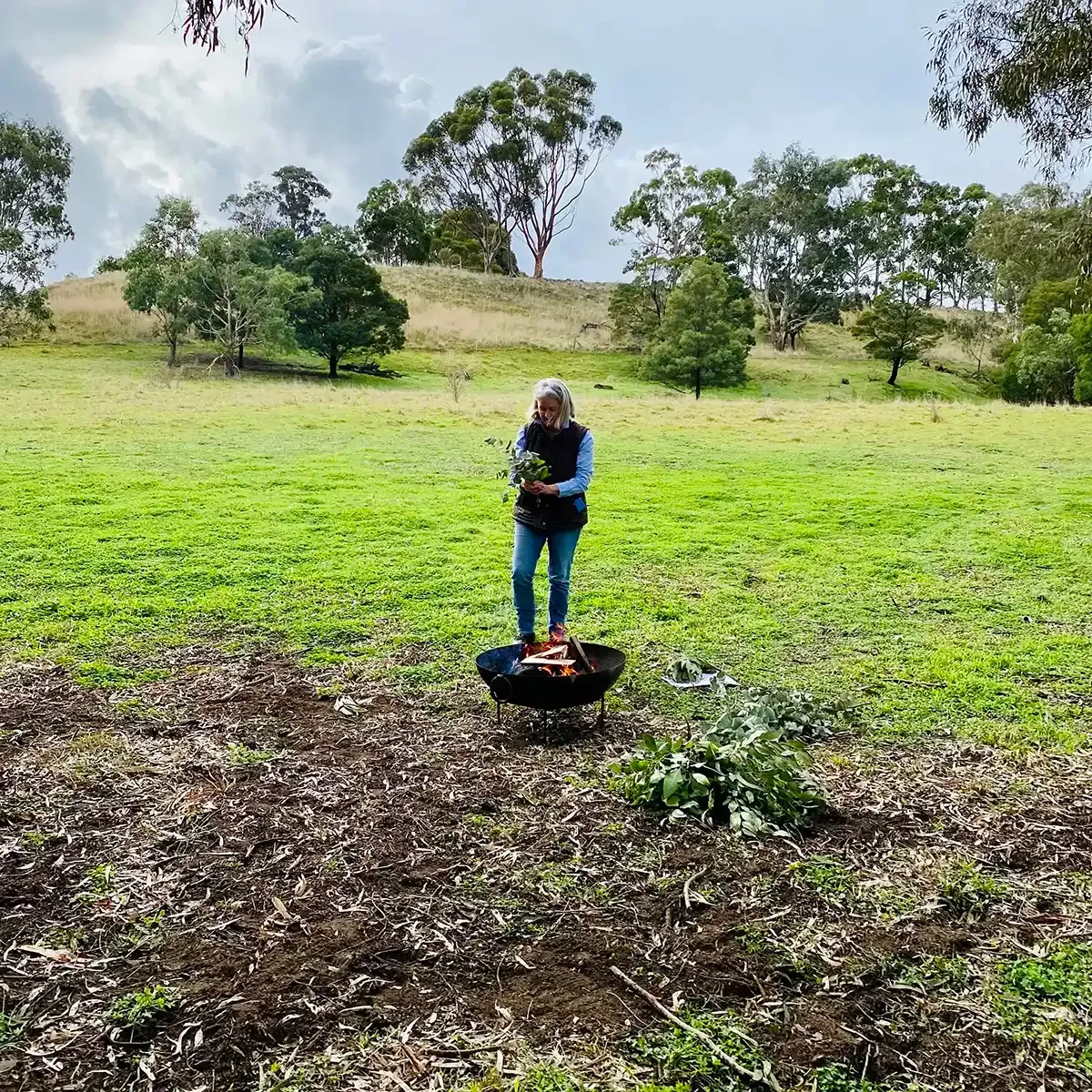 Kate Parsons on the land at Stonehaven where, with Donor Support, Healing and Hope would like to create a permanent talking circle as a place of recognition, sharing and healing.