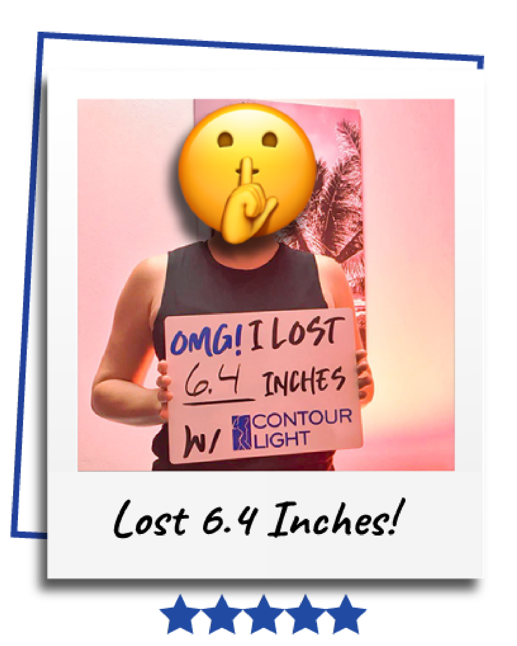 A man is holding a sign that says omg i lost 64 inches