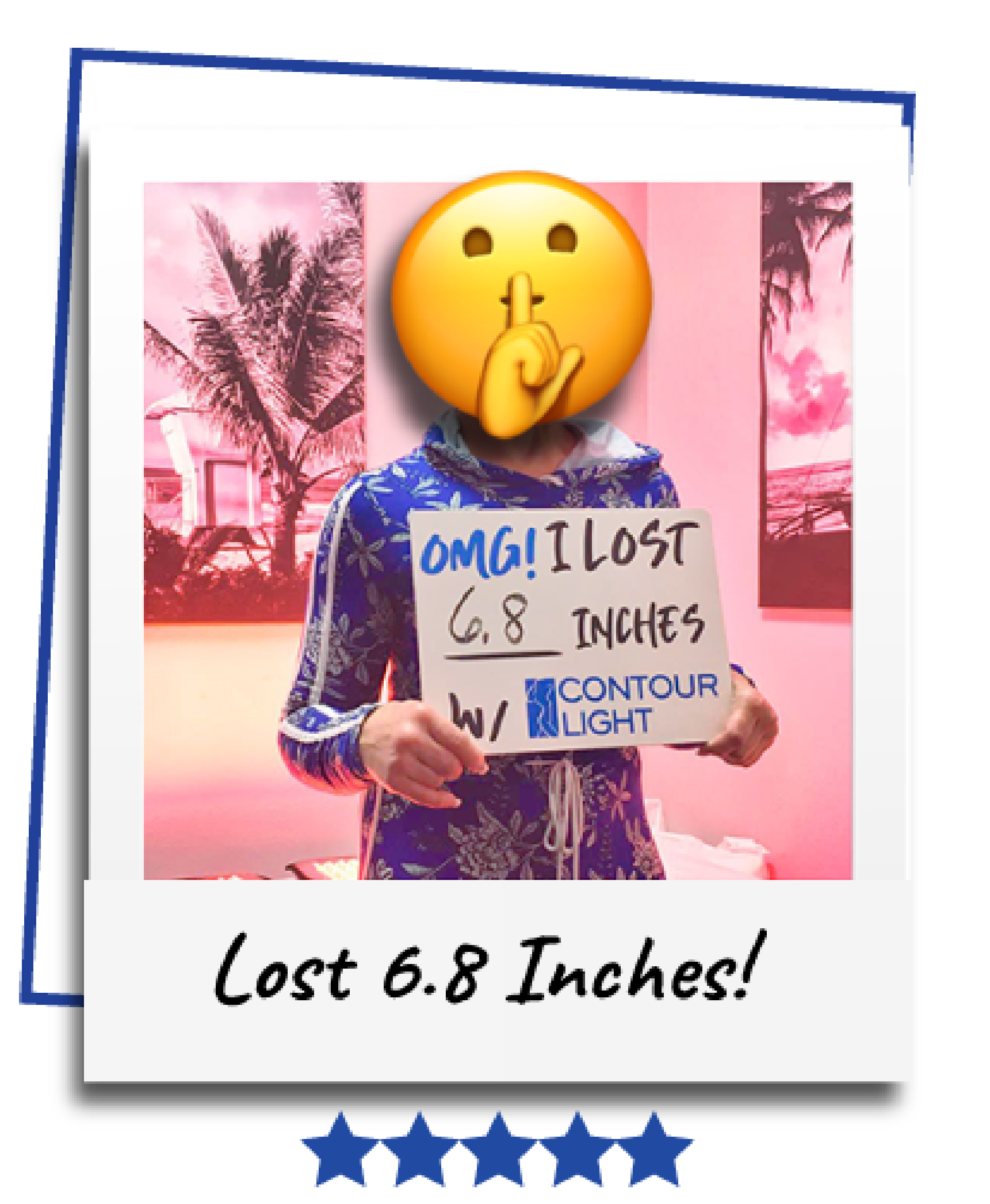 A man holding a sign that says omg i lost 6.8 inches