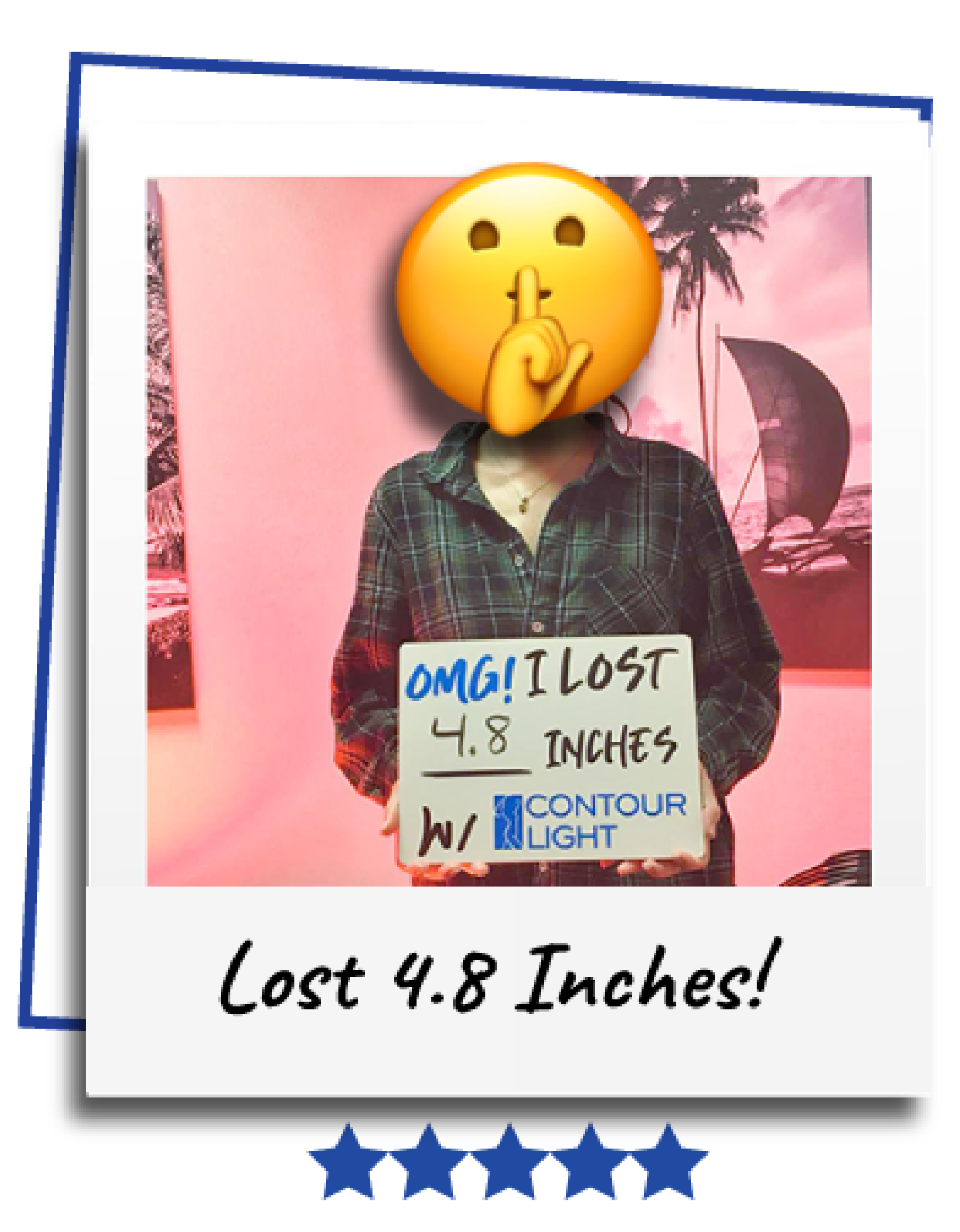 A man holding a sign that says lost 4.8 inches
