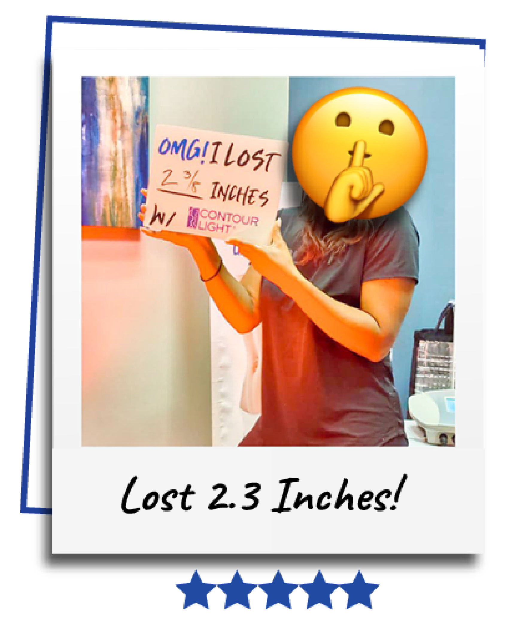 A polaroid of a person holding a sign that says