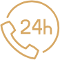 an icon of a phone with the word 24h on it .