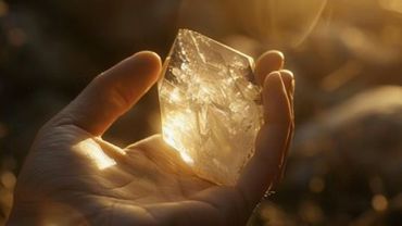 Picture of a hand holding a crystal. Physic mediums can help discovers ones path.