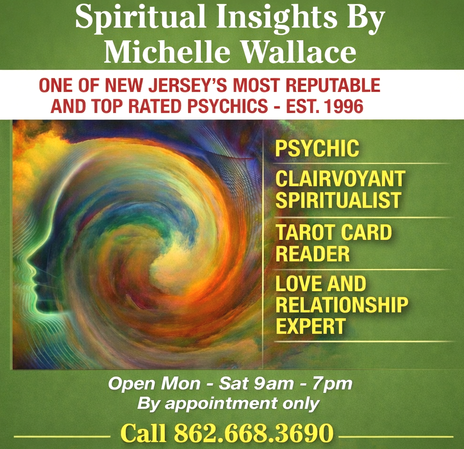 Image showing a psychic medium flyer for Spiritual Insights. You can see the psychic medium services and contact information.