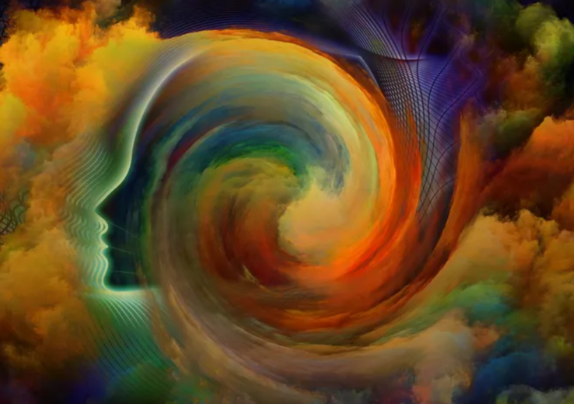 Picture of a swirling mind full of colors. At Spiritual insights, the medium understands the power of the mind and helps clients to better understand it themselves.