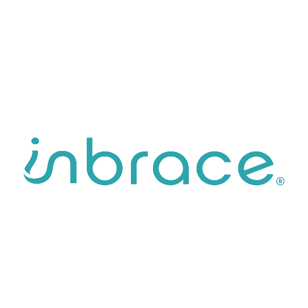 Inbrace logo in teal lowercase lettering on a white background