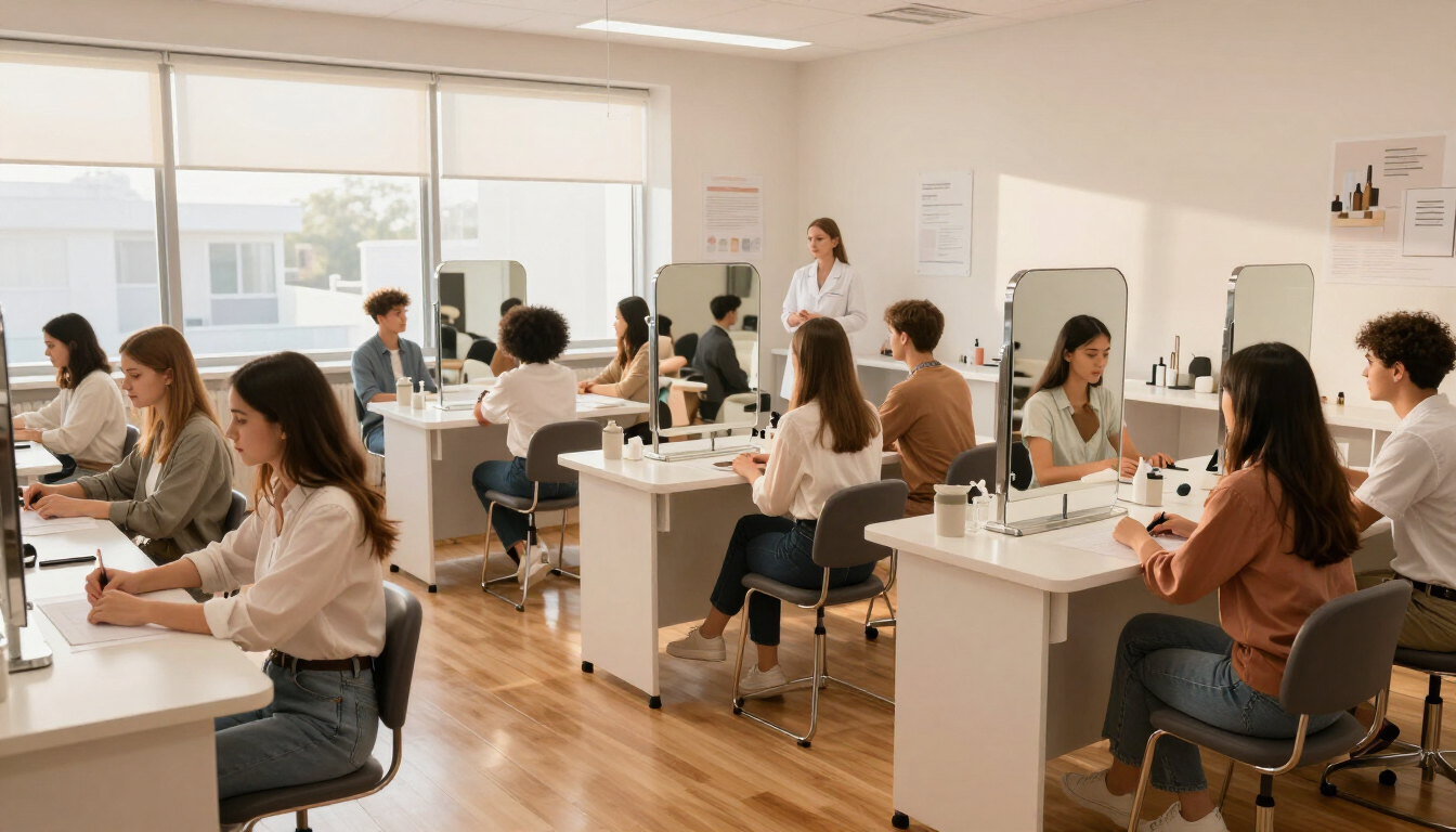 Cosmetology classroom theory session
