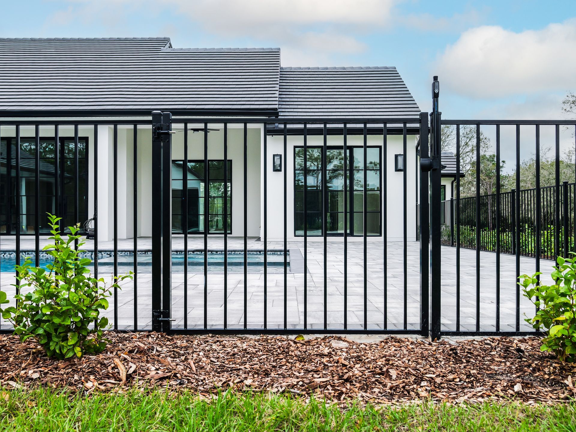 black aluminum fence