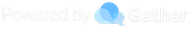 Powered by Gather logo with blue chat bubble icon on a white background