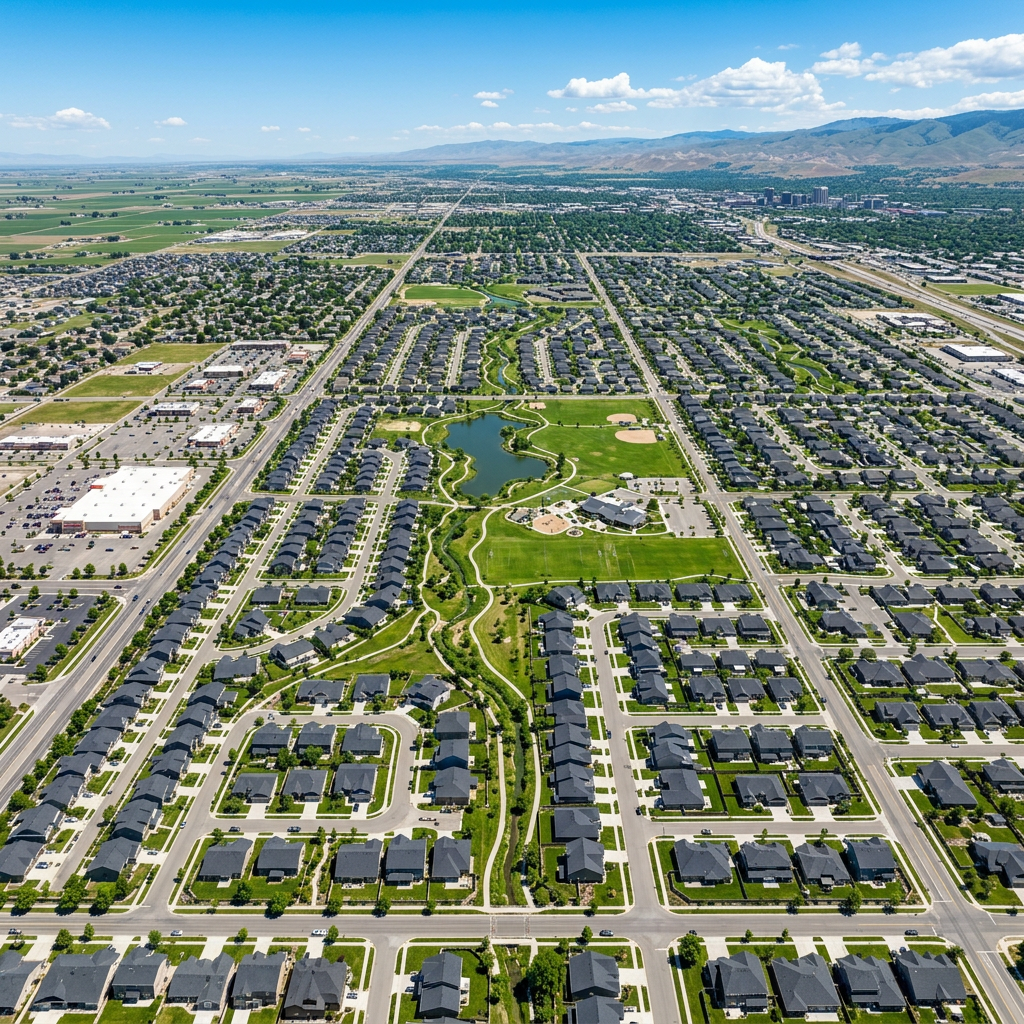 Aerial view of Meridian Idaho residential neighborhoods