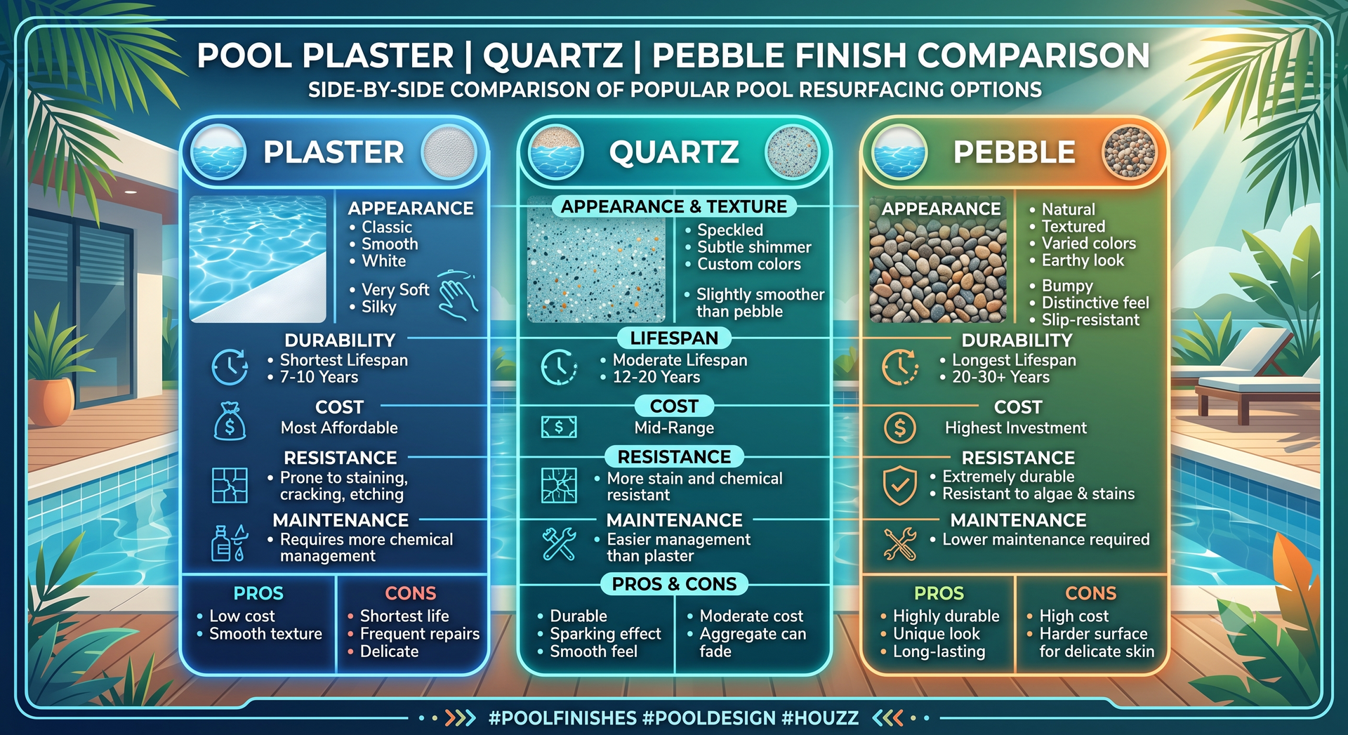 comparison of pool resurfacing finish options