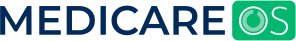 A blue and green logo for medicare os