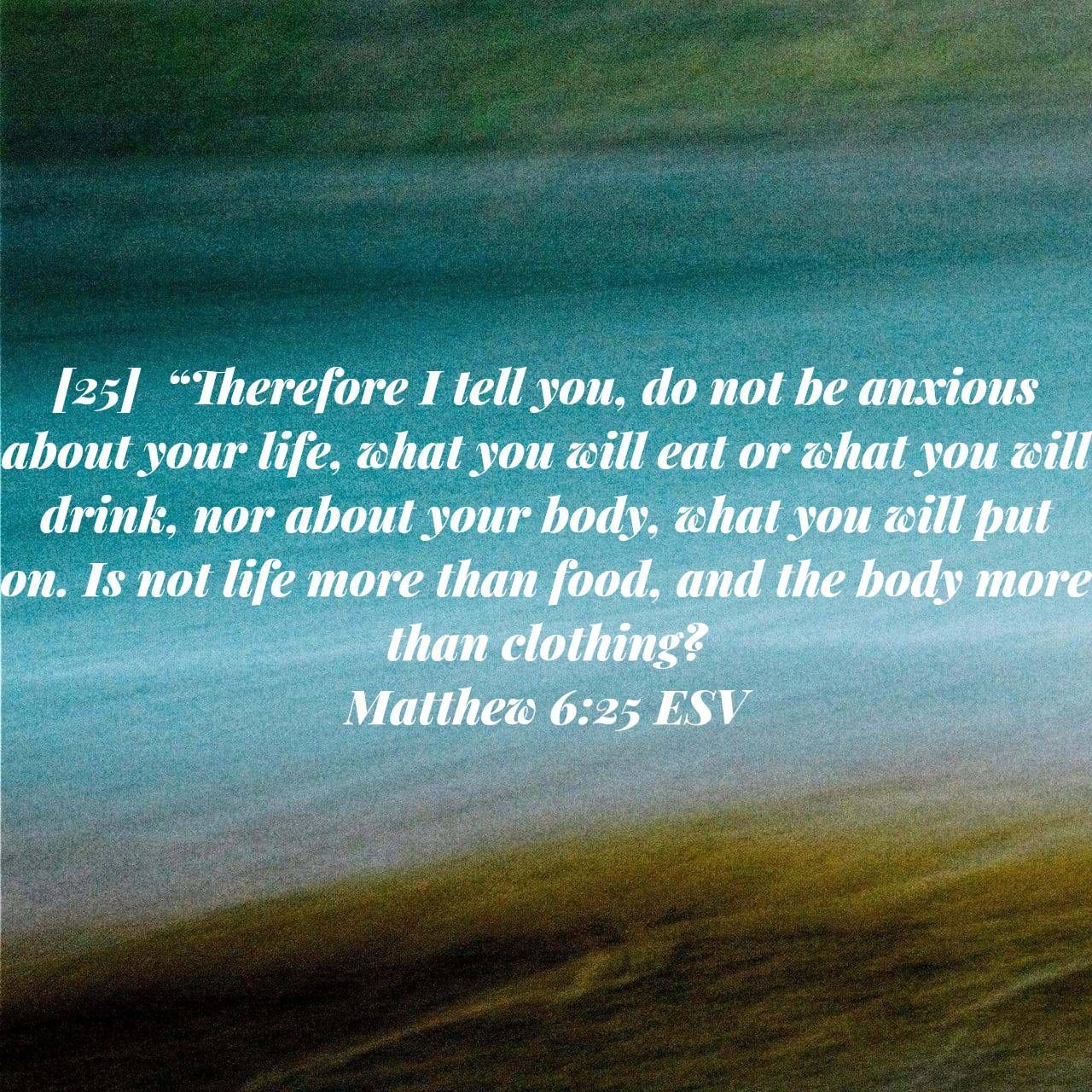A bible verse from matthew 6:25 fsv