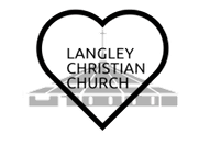 A black and white logo for langley christian church