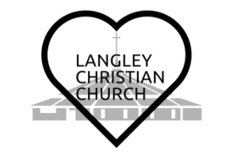 A black and white logo for langley christian church