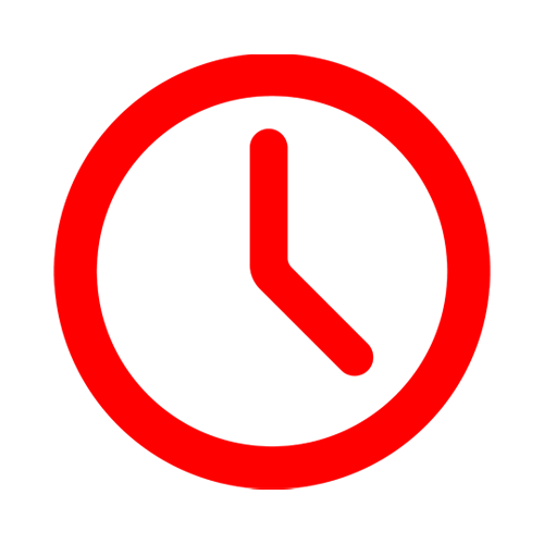 Red clock showing the time is 4:00.