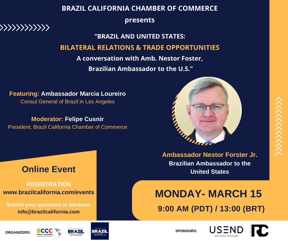 Poster for a Brazil-California Chamber of Commerce event: