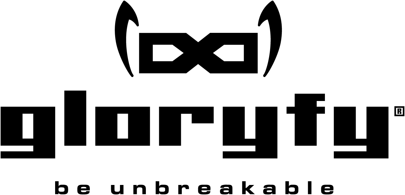 ein schwarz-weißes Logo für gloryfy be unbreakable