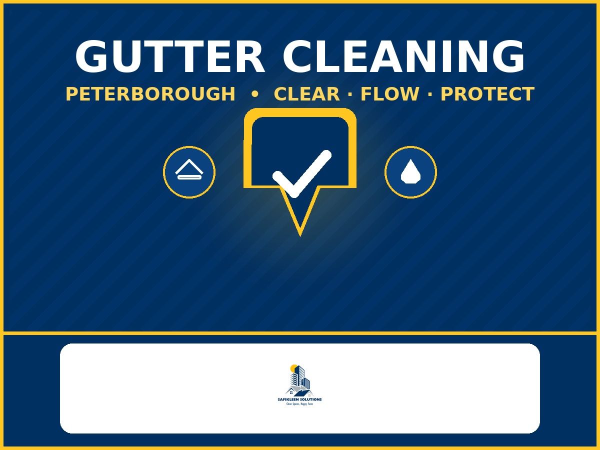 SafiKleen gutter cleaning icon graphic for homes and businesses in Peterborough