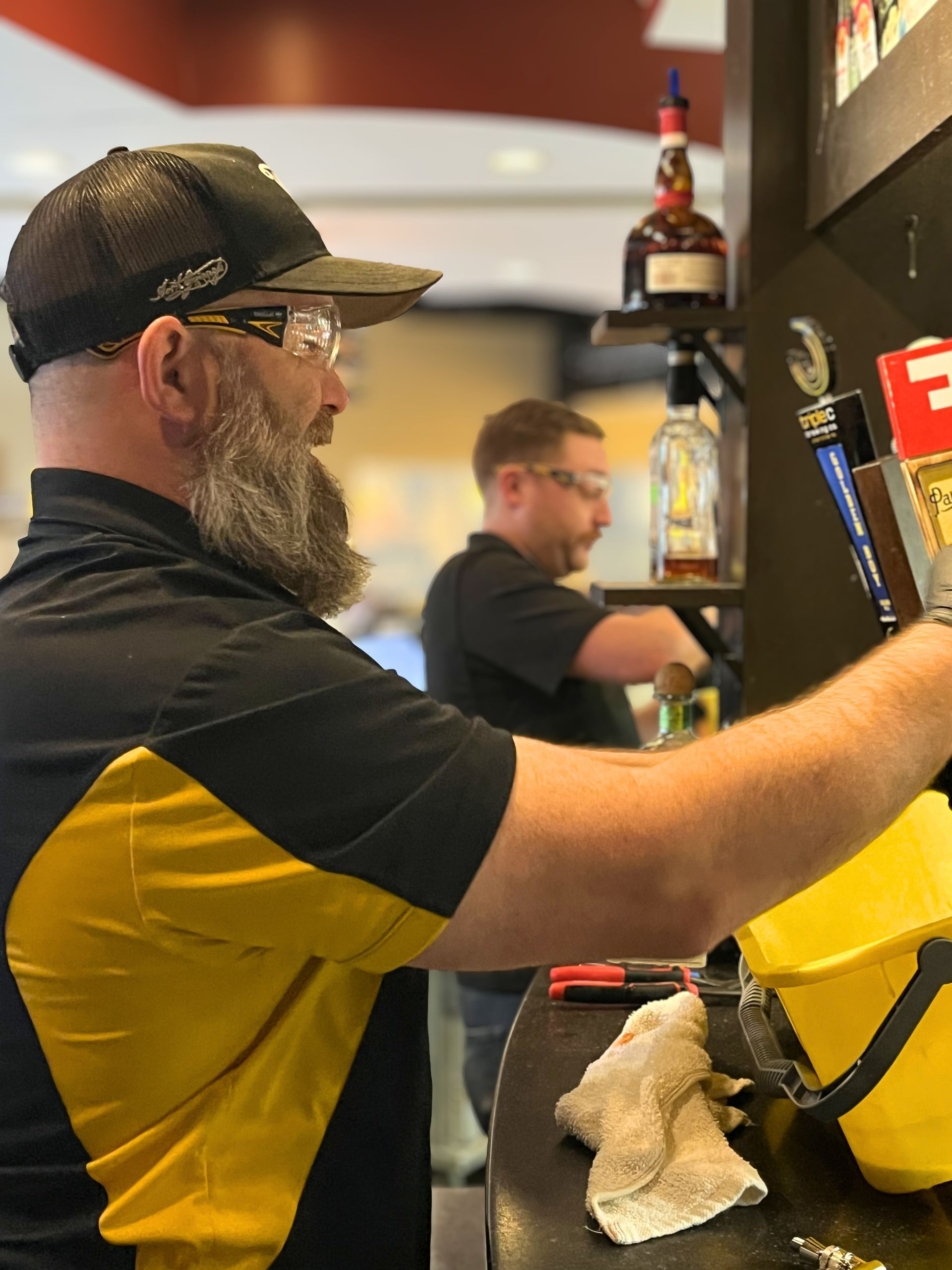 Draft technicians providing service