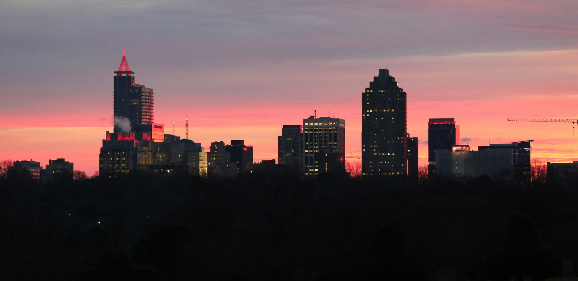 Raleigh skyline sunset