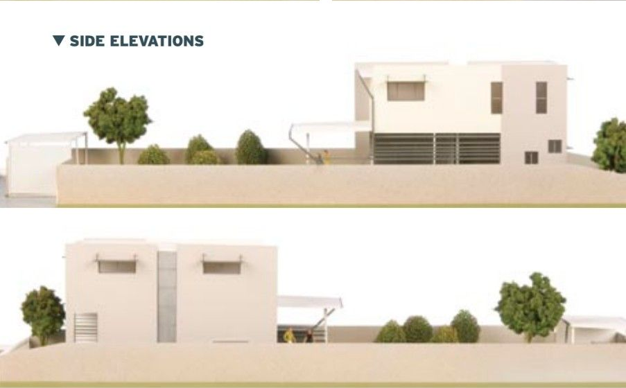 Side elevation drawings of a two-storey Smarter Smaller home