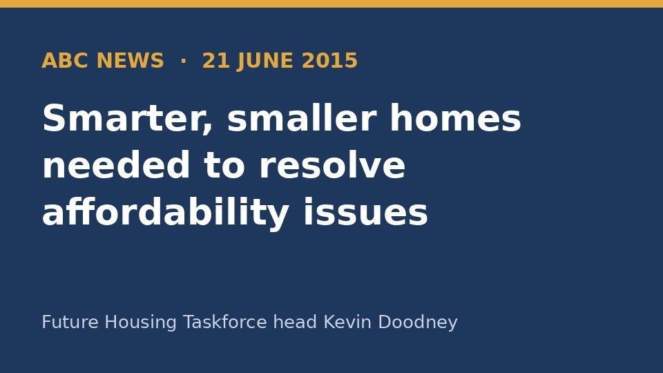Smarter, smaller homes needed to resolve affordability issues