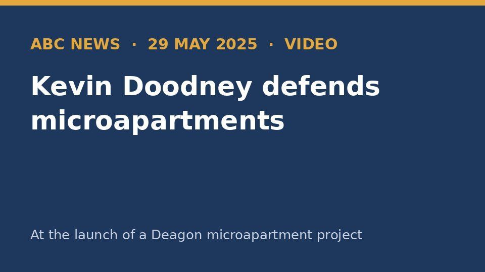ABC News: Kevin Doodney defends microapartments – ABC News