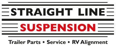 Logo for Straight Line Suspension with "Trailer Parts &bull; Service &bull; RV Alignment" below.