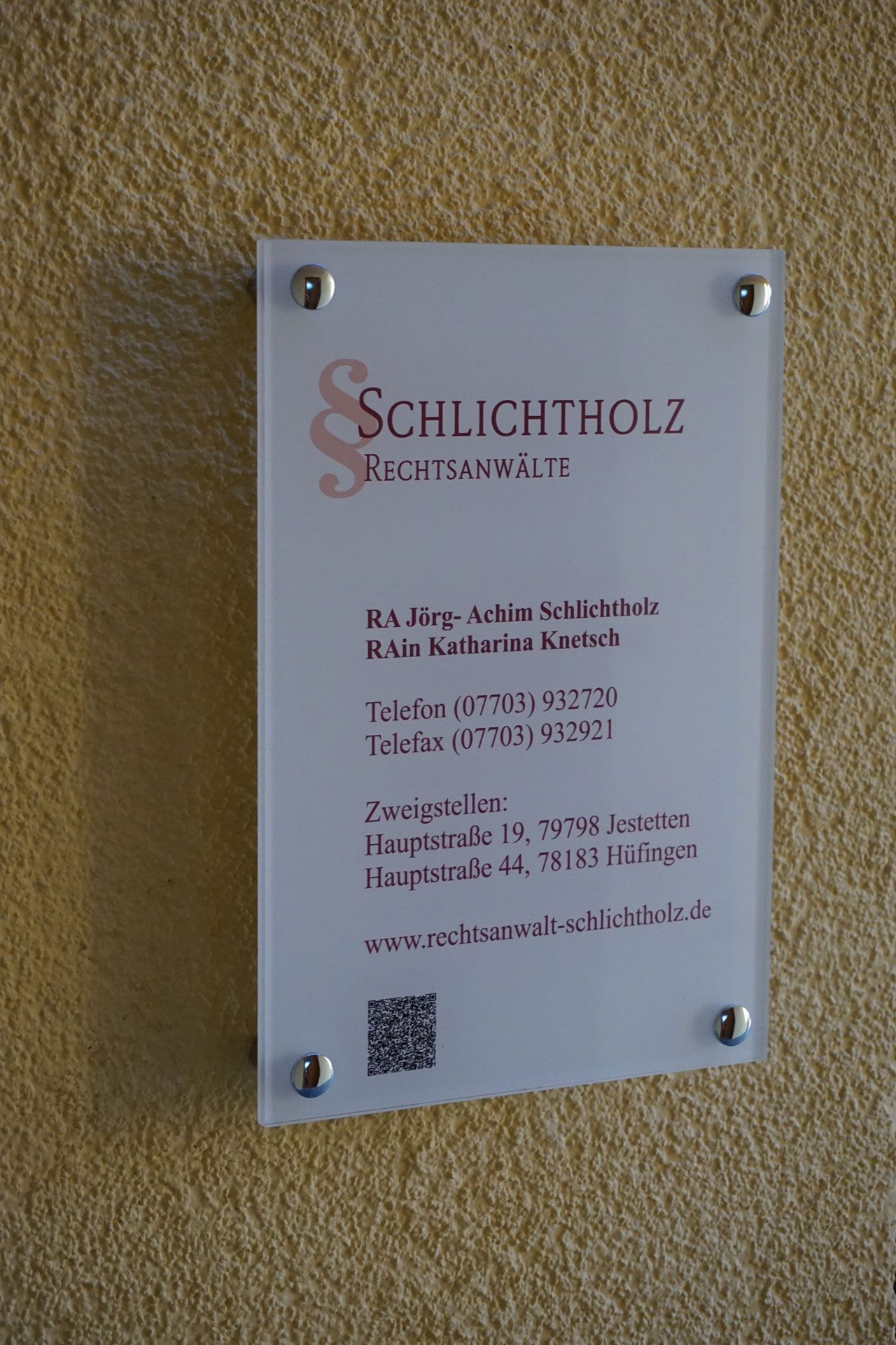 Türschild Schlichtholz Rechtsanwälte
