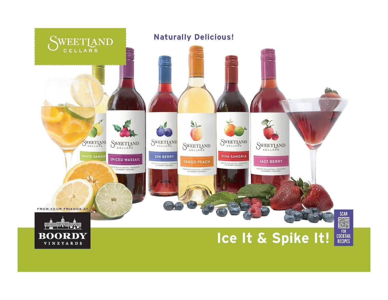 6 Bottle with Cocktail QR rack card