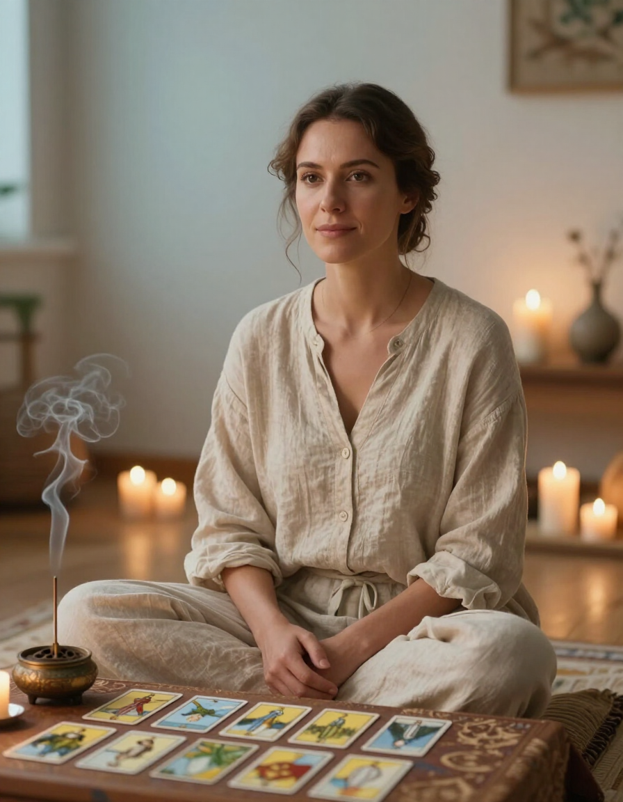 Consejera espiritual en un espacio sereno