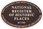 National Register of Historic Places seal in brown and white
